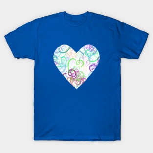 Pastel Curvy Hearts on Cream T-Shirt